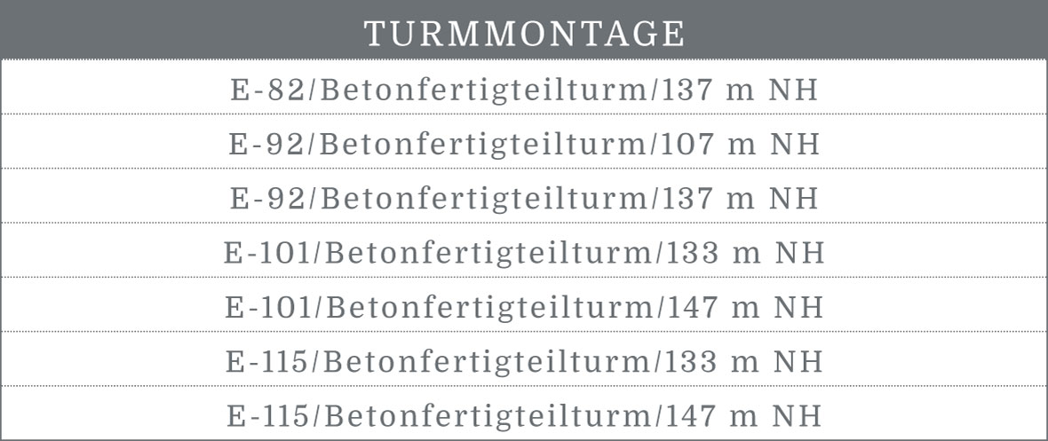 BEZ-Montage-GmbH-Tabelle-Leistungsspektrum-Turmmontage